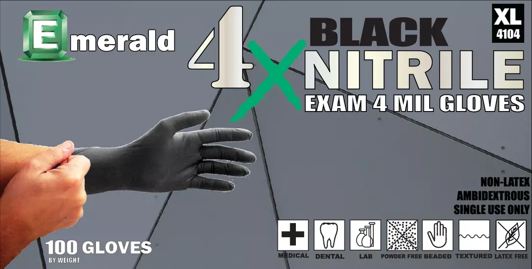 EMERALD NITROMAX Black Nitrile Exam Gloves