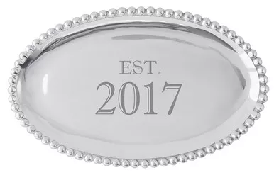 "Est. 2017" Pearled Oval Platter by Mariposa