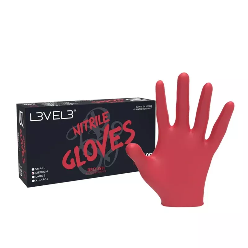 L3VEL3 Nitrile Gloves Redish 100 Pack