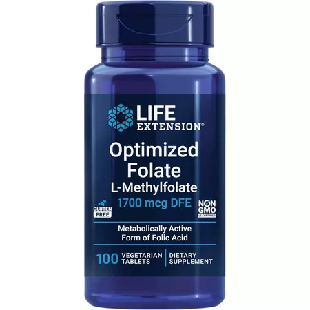 Life Extension Optimized Folate (L-Methylfolate) - 100 Tablets