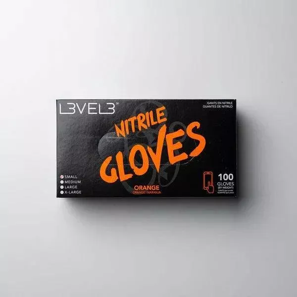LV3 Nitrile Gloves (100ct) – Orange Small Small
