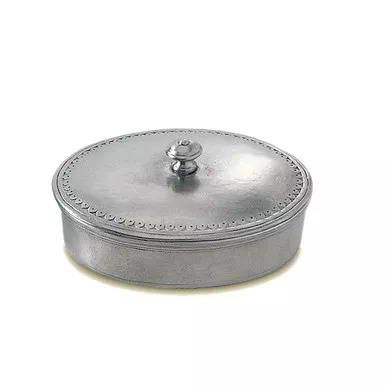 Medium Oval Lidded Box by Match Pewter