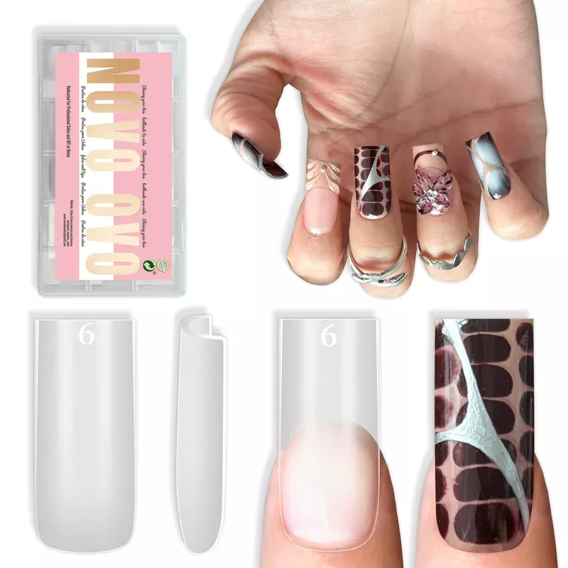 Medium Sharp Square Clear Nail Tips 180