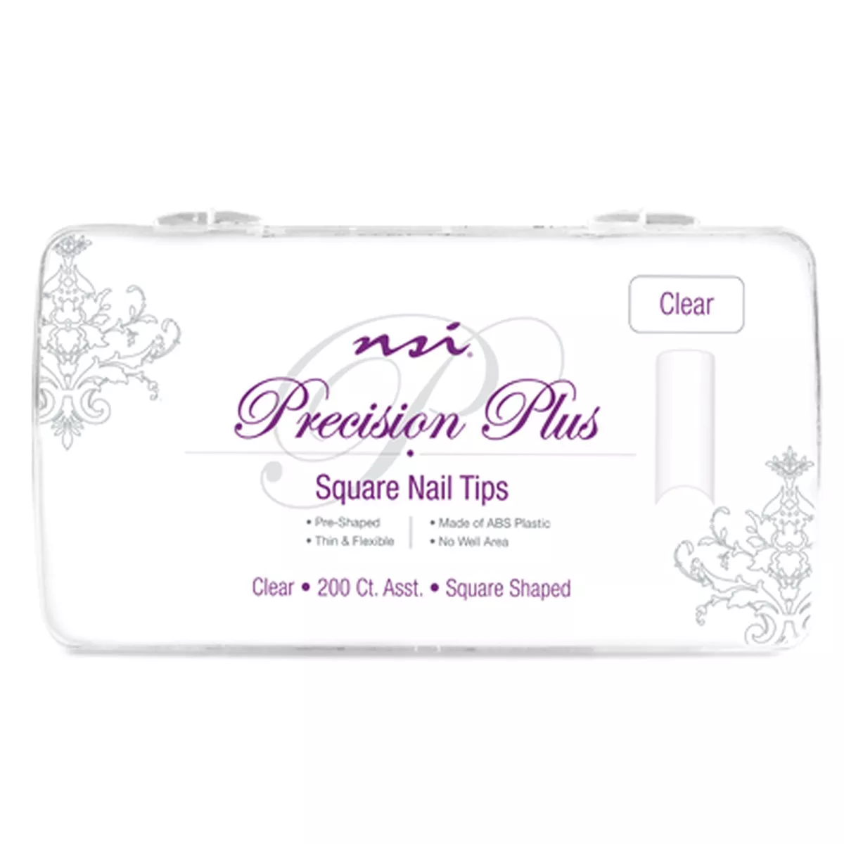 NSI Precision Plus Square Tips Clear 200 Ct. *CLEARANCE*