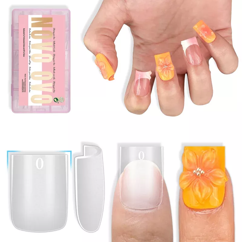 Sharp Square Short Nail Tips Clear