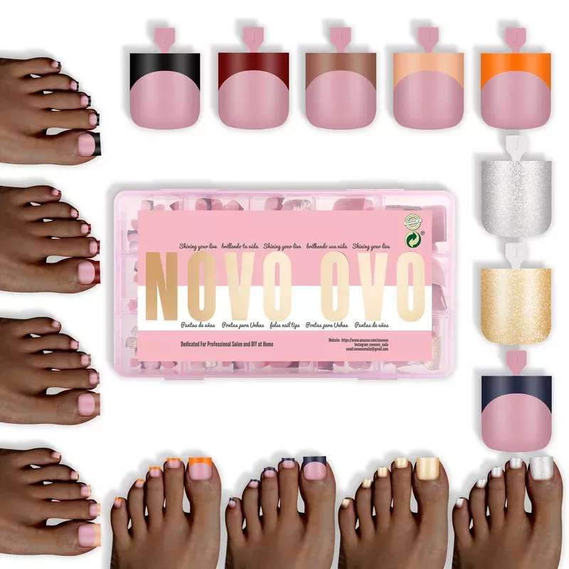Sharp Square Toe Nail Tips BERRY PINK 8 Color For Winter