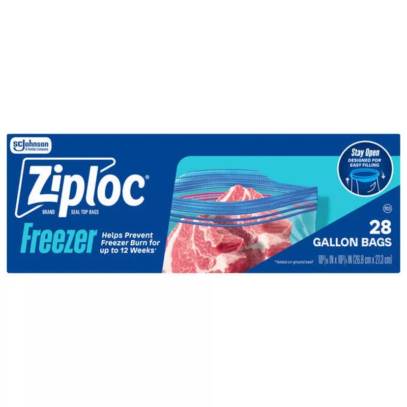 Ziploc Gallon Freezer Storage Bags Stay Open Design Easy to Fill